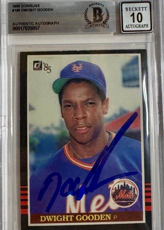 Doc Gooden 1985 Signed card Donruss - Beckett COA 10